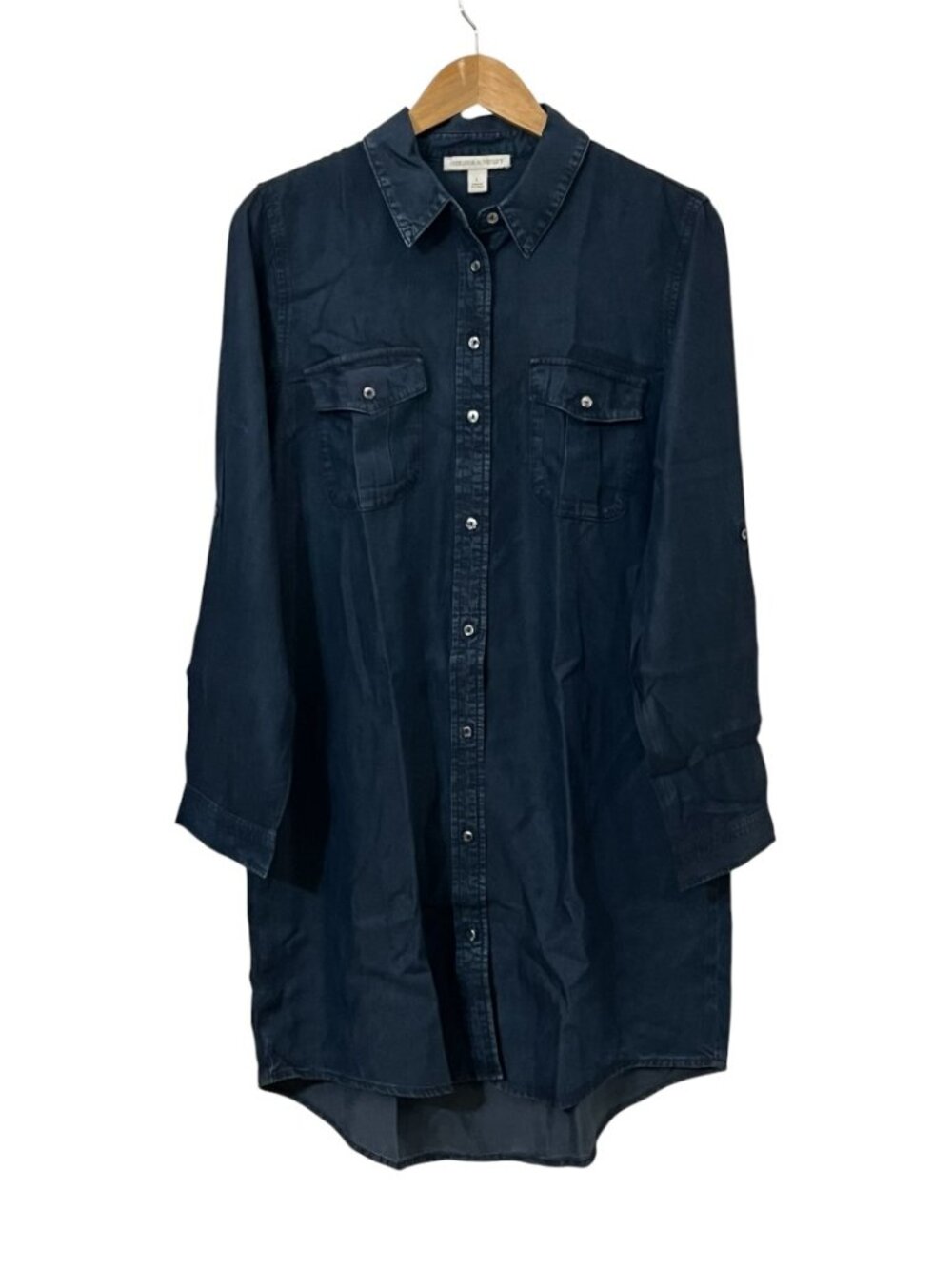 Chelsea & Violet Tencel Lyocell Chambray Tunic Dress Womens L Blue Button Up
